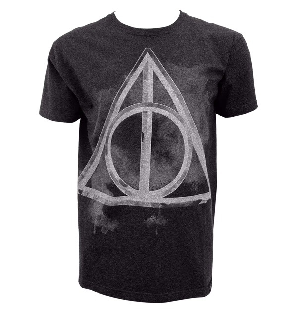Warner Bros Best Sellers Deathly Hallows Smoky Charcoal T-Shirt
