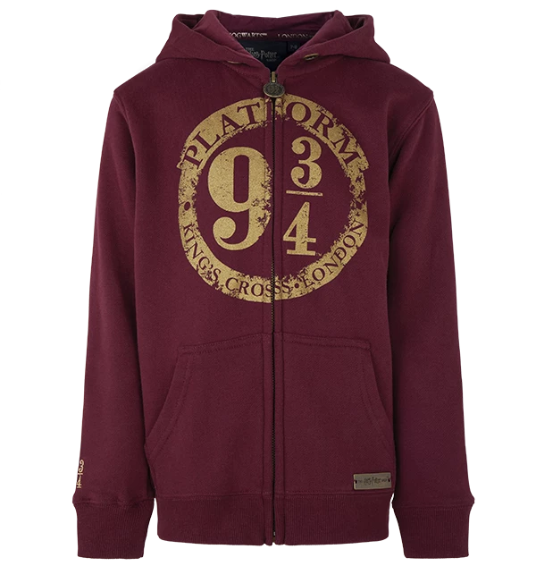 Warner Bros Best Sellers Platform 9 3/4 Kids Zip Hoodie - Burgundy