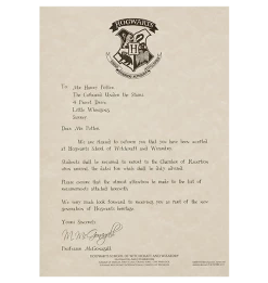 Warner Bros Best Sellers Personalised Hogwarts Acceptance Letter
