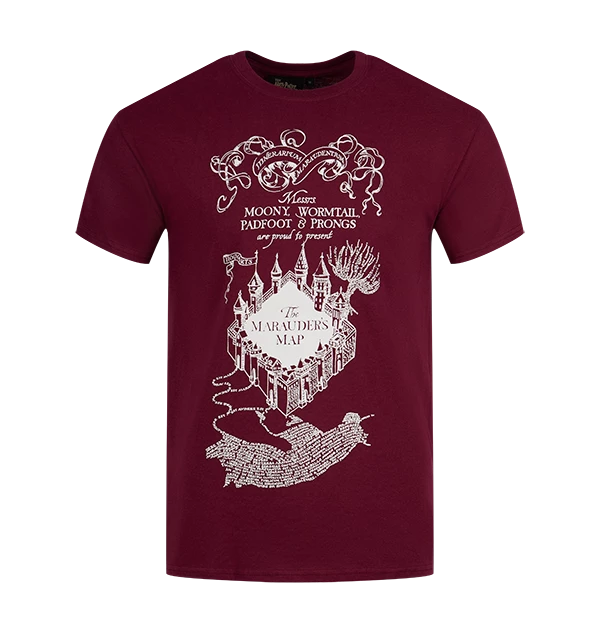 Warner Bros The Marauder's Map Burgundy T-Shirt